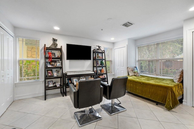 view of tiled home office