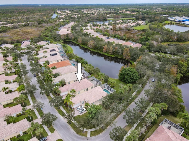 bird's eye view featuring a water view