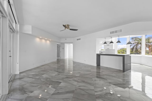 300 SE 5th Ave Unit 5180, Boca Raton, FL 33432 - empty room with a ceiling fan, light marble finish floors, and baseboards