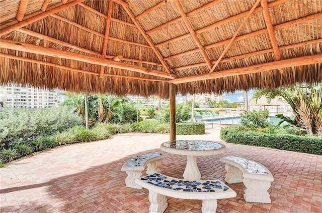 view of patio / terrace featuring a gazebo