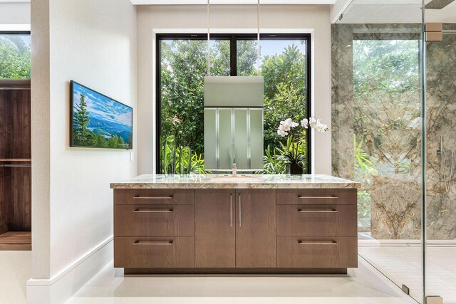 bar featuring sink and dark brown cabinetry