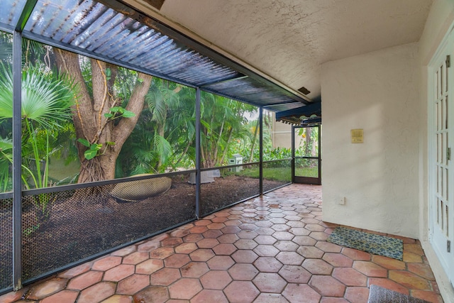 view of unfurnished sunroom