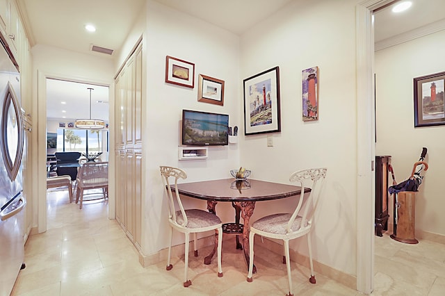 view of tiled dining room