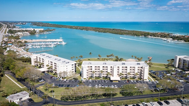 bird's eye view featuring a water view