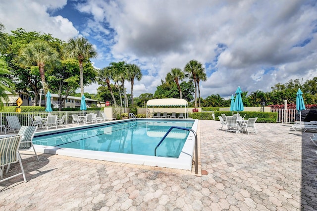 view of pool featuring a patio area