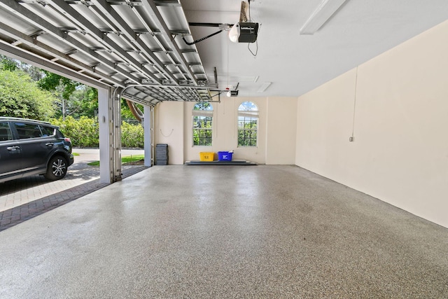 garage with a garage door opener