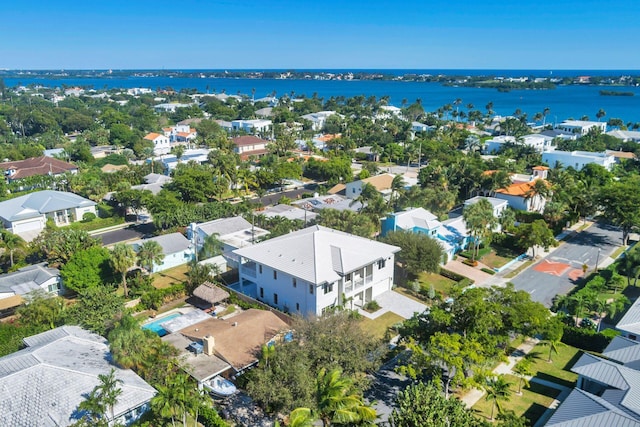 bird's eye view featuring a water view