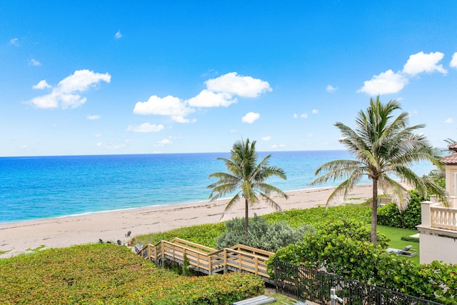 view of water feature featuring a view of the beach