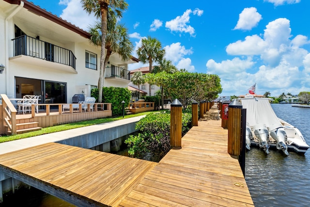 view of dock featuring a water view