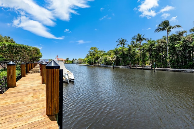 view of dock featuring a water view