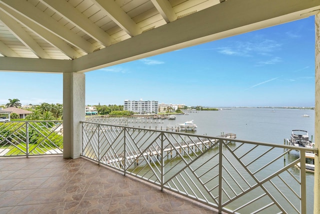 balcony with a water view