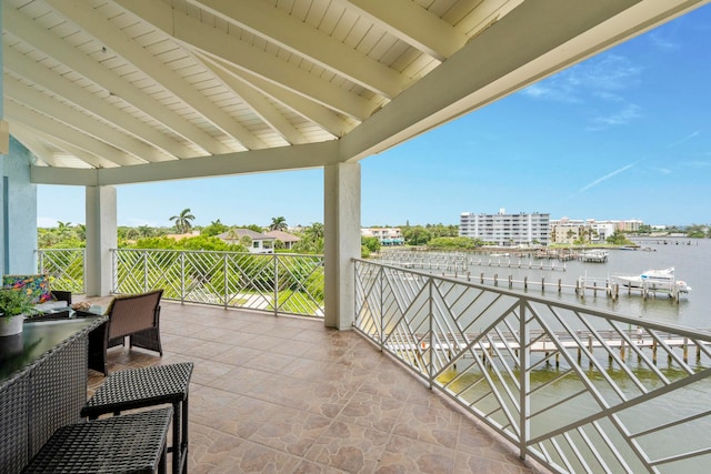 balcony with a water view