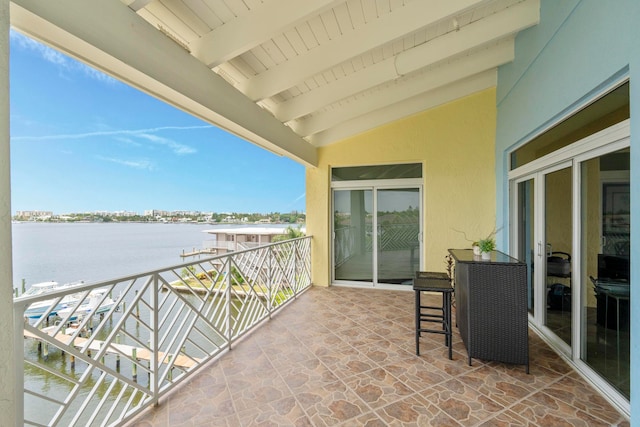 balcony with a water view