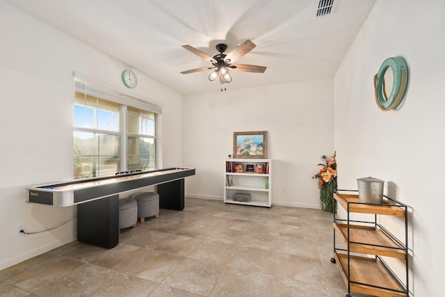 miscellaneous room featuring ceiling fan