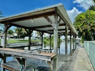 dock area featuring a water view
