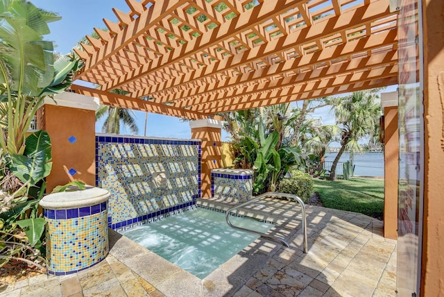 view of patio featuring a pergola