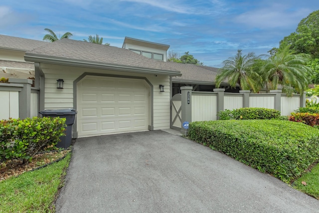 exterior space with a garage