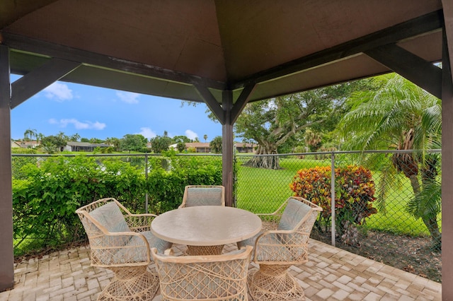 view of patio featuring a gazebo