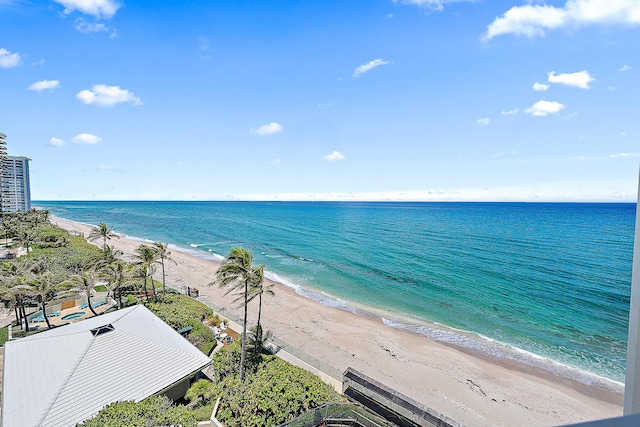 property view of water featuring a view of the beach