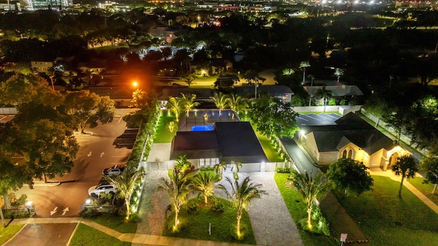 view of aerial view at night