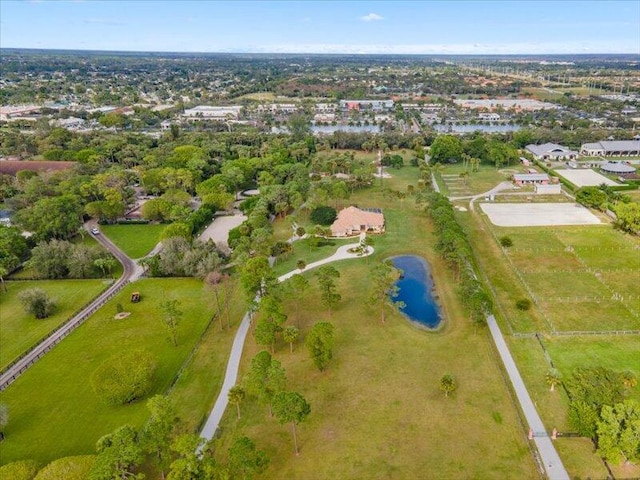 bird's eye view featuring a water view