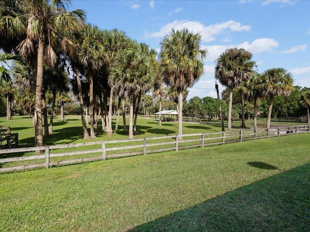 surrounding community featuring a yard and a rural view