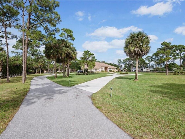 view of home's community with a lawn