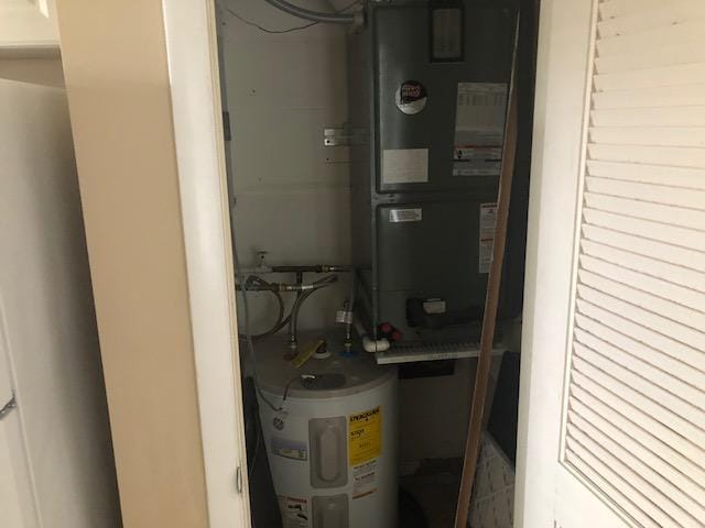 utility room featuring water heater