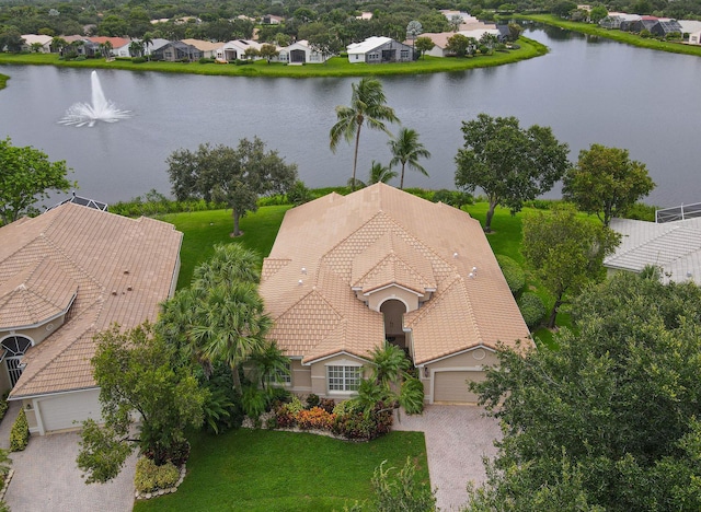 bird's eye view featuring a water view