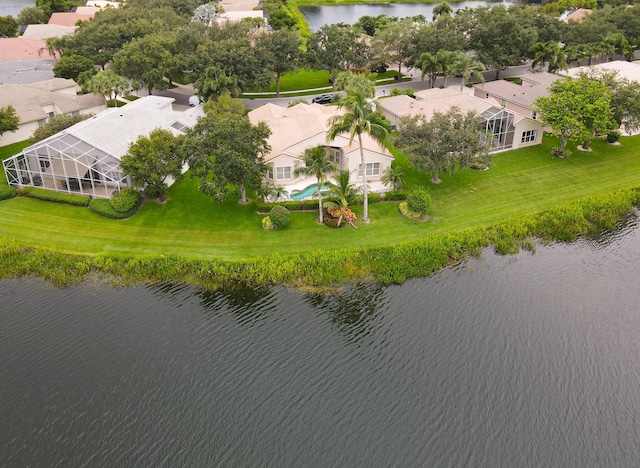 bird's eye view featuring a water view