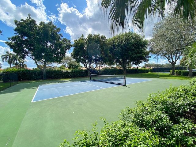 view of tennis court with basketball court