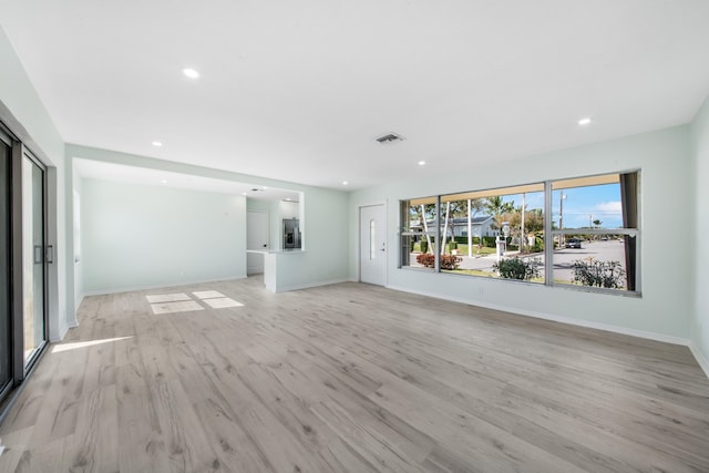 unfurnished living room featuring light hardwood / wood-style floors