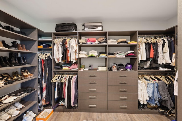 walk in closet featuring hardwood / wood-style floors