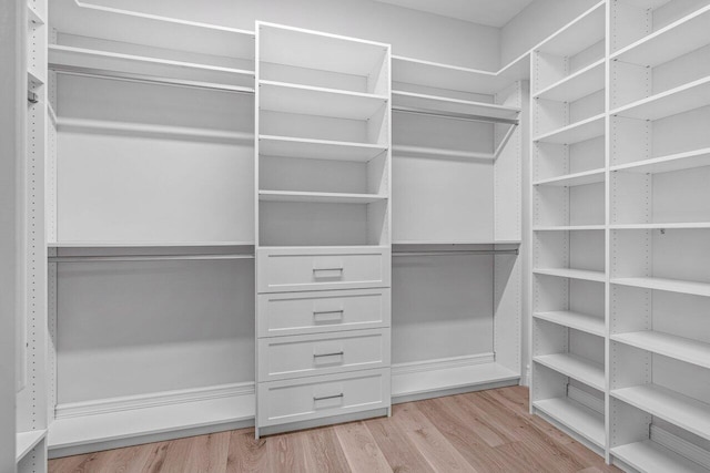 spacious closet with light wood-type flooring