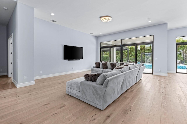 living room with light wood-type flooring