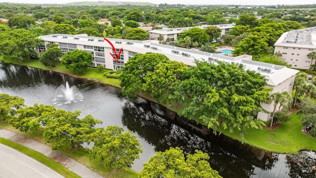 bird's eye view featuring a water view