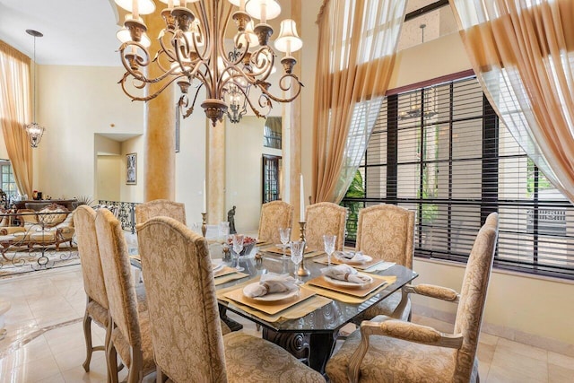 dining room featuring a chandelier