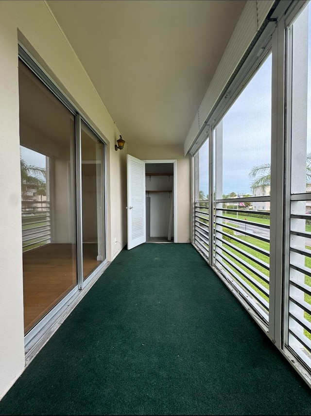 view of unfurnished sunroom