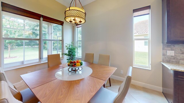 tiled dining area featuring a healthy amount of sunlight