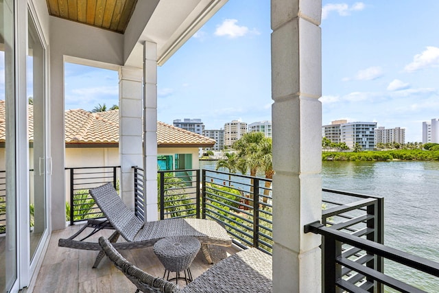 balcony with a water view