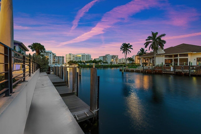 view of dock featuring a water view