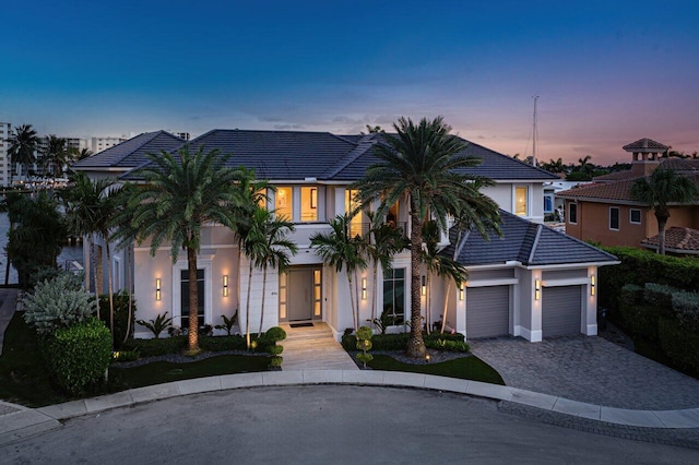 view of front of home with a garage