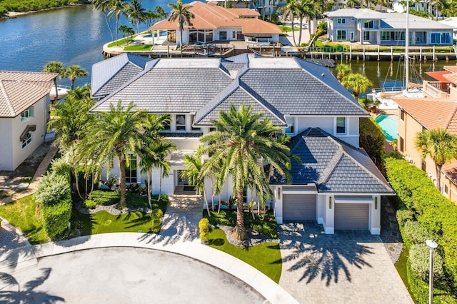 bird's eye view featuring a water view