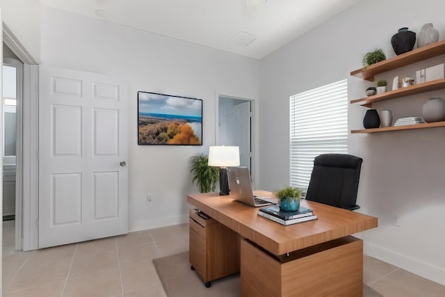 view of tiled home office