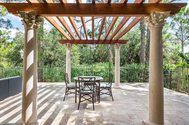 view of patio / terrace featuring a pergola