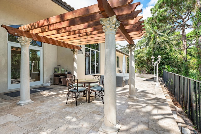 view of patio featuring a pergola