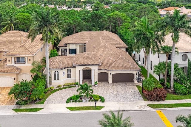 view of front of home with a garage