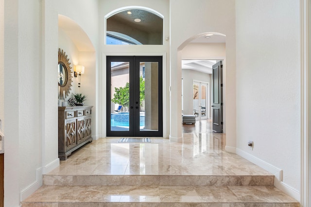 foyer featuring french doors