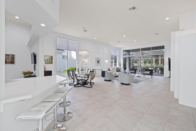 interior space featuring light tile patterned floors