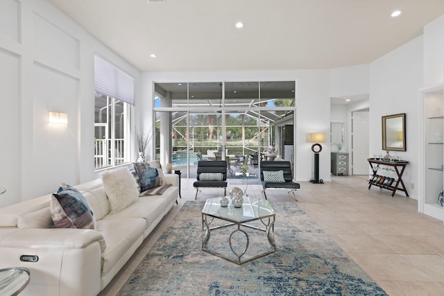 view of tiled living room